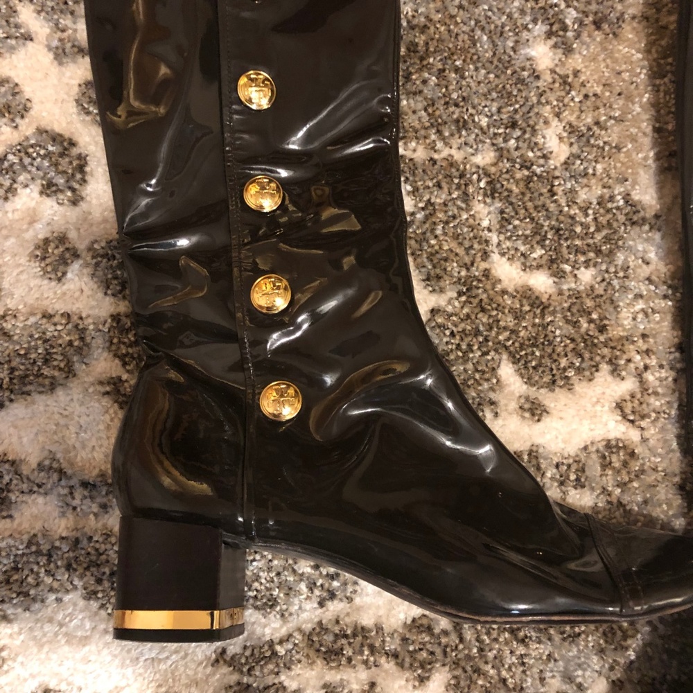 Tory Burch Madison Brown Patent Boots Size 11 - Picture 3 of 8